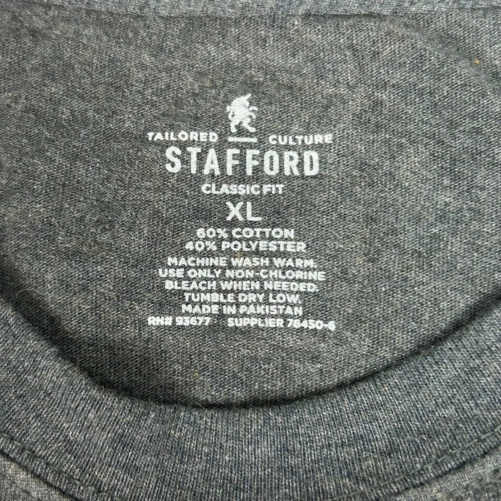Stafford Sleepwear Shirt Men XL Gray Knit Cotton Classic Fit Performance Comfort